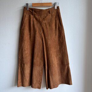 *NWT* Massimo Dutti Cognac Suede Leather High-Waisted Culottes – XS